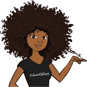 Animated Curly Hair Woman PNG image
