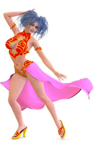 Animated Dancerin Redand Yellow Costume