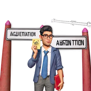 Animated Debate Character Holding Ticket PNG