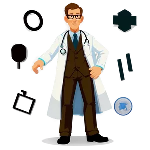Animated Doctor Character Design PNG Hst45