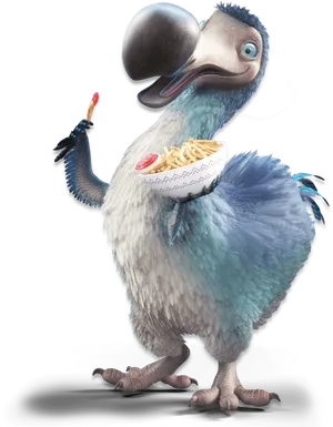 Animated Dodo Holding Fries PNG image