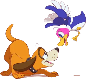 Animated Dogand Duck Friends PNG image