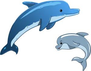 Animated Dolphins Parentand Child PNG image