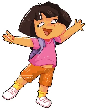 Animated Dora The Explorer Happy Pose PNG image