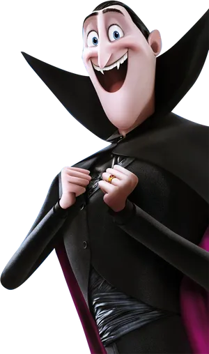 Animated Dracula Character Smiling PNG image