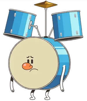 Animated Drum Character Illustration PNG image