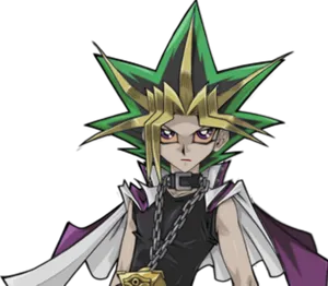 Animated Duelistwith Golden Puzzle PNG image