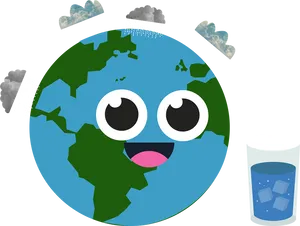 Animated Earth With Water Glass PNG