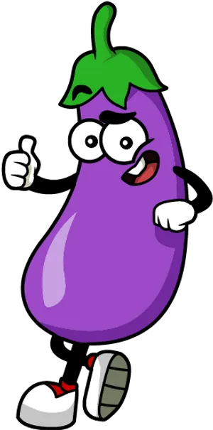 Animated Eggplant Character Thumbs Up PNG image