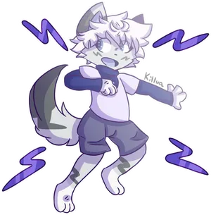 Animated Electric Fox Character PNG image