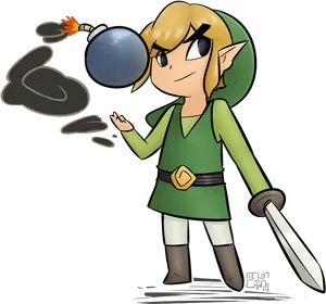 Animated Elf Hero With Bomband Sword