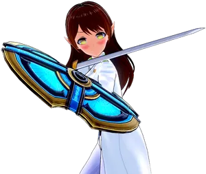 Animated Elf Wielding Magical Sword PNG image