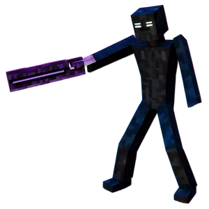 Animated Enderman Action Pose PNG Gks