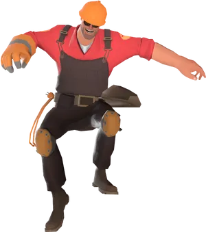 Animated Engineer Character Pose PNG image