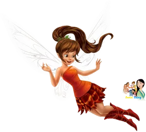Animated Fairy Character Flying PNG image