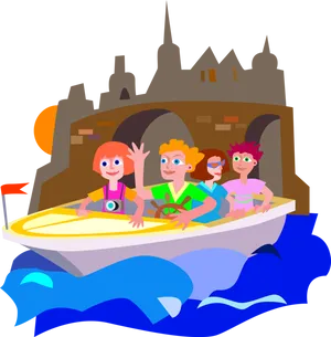 Animated Family Boat Tour Castle Background