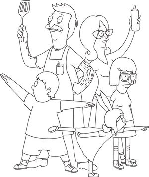 Animated Family Coloring Page PNG image