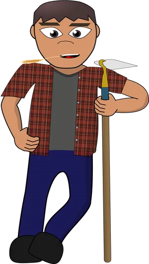 Animated Farmerwith Hoe PNG image
