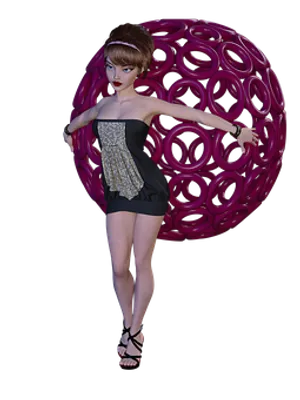 Animated Fashion Modelwith Abstract Background