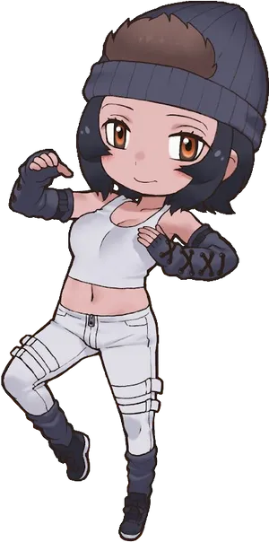 Animated Female Boxer Pose PNG image