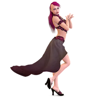 Animated Female Character Red Hair Dancing Pose
