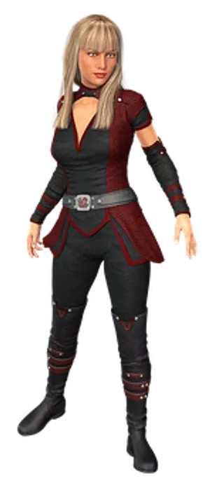 Animated Female Characterin Combat Attire