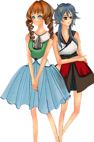 Animated Female Friends Standing Together