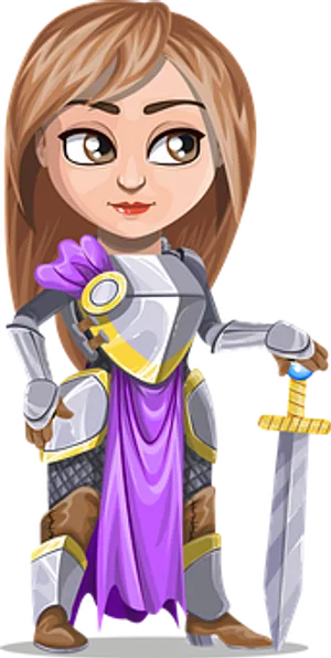 Animated Female Knightwith Sword PNG image