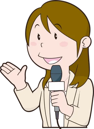 Animated Female Reporter With Microphone PNG image