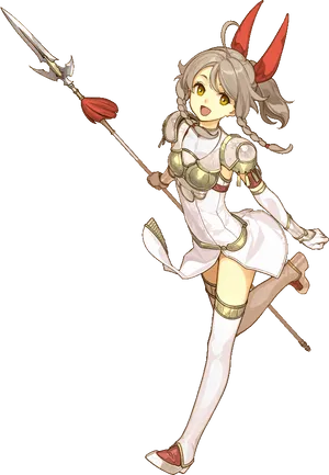 Animated Female Warrior With Spear PNG image