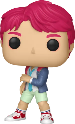 Animated Figurewith Pink Hairand Stylish Outfit PNG image