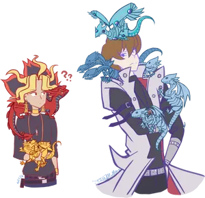 Animated Fireand Ice Dragon Tamers PNG image