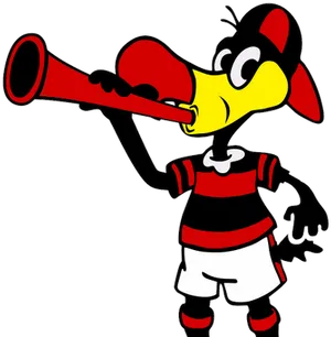Animated Flamengo Mascot Blowing Horn PNG image