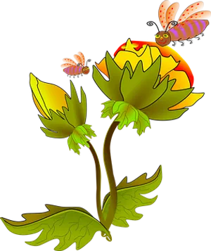 Animated Flowerand Butterflies