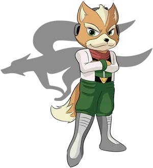 Animated Fox Character Crossed Arms PNG image