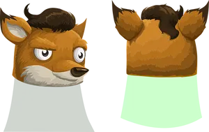 Animated Fox Character Frontand Back View PNG image