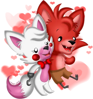 Animated Fox Couple Valentines PNG image