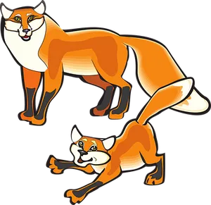 Animated Foxes Illustration PNG image