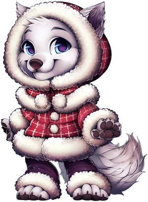 Animated Foxin Winter Apparel PNG image