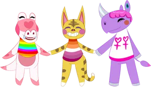 Animated Friends Celebrating Pride PNG image