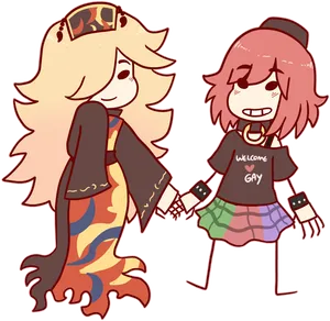 Animated Friends Holding Hands PNG image