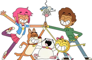 Animated Friends Puppeteering Fun PNG image