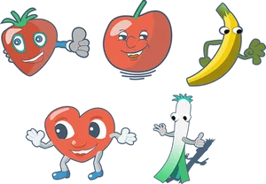 Animated Fruits Characters PNG image
