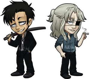 Animated Gangster Duo Cartoon PNG image