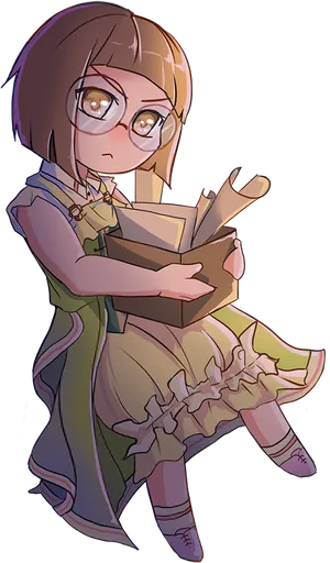 Animated Girl Holding Books PNG image