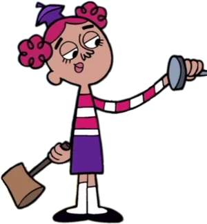 Animated Girl Holding Magnifying Glass PNG