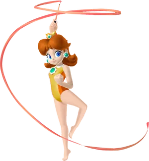 Animated Girl Rhythmic Gymnastics Ribbon Dance PNG image