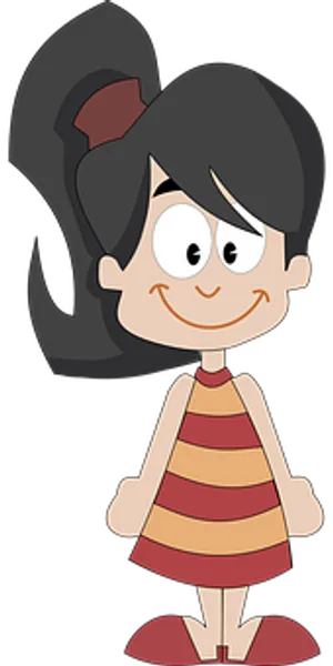 Animated Girl Striped Dress