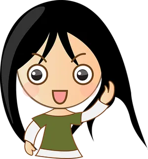 Animated Girl Waving Cute Cartoon