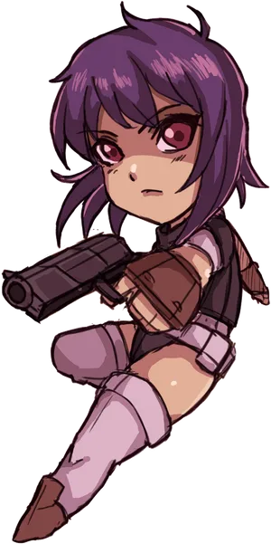 Animated Girl With Gun PNG image